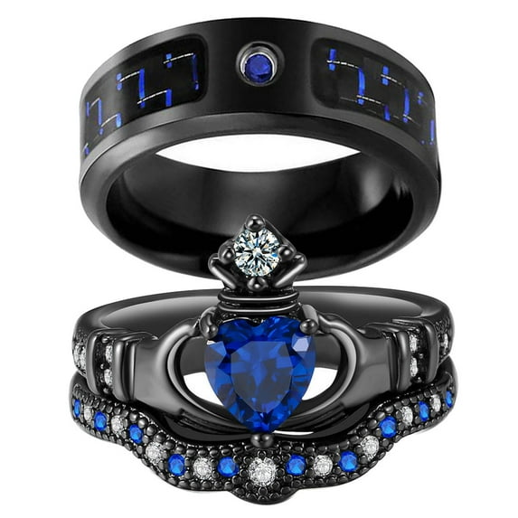 ringheart Matching Rings His Her Ring Sets Couple Rings Heart CZ Women Wedding Ring Sets Claddagh Ring