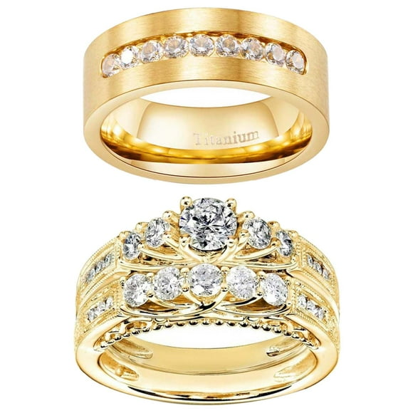 Matching Rings His and Her Rings Couple Rings AAA CZ Wedding Ring Sets for Him and Her Men and Women Ring