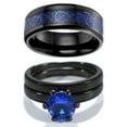 thumbnail image 1 of ringheart Matching Rings His and Her Rings Couple Rings Blue CZ Wedding Ring Sets for Him and Her Men and Women Ring, 1 of 7