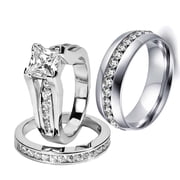 ringheart Matching Rings His and Her Rings Couple Rings Princess cut AAA CZ Wedding Ring Sets for Him and Her Men and Women Ring