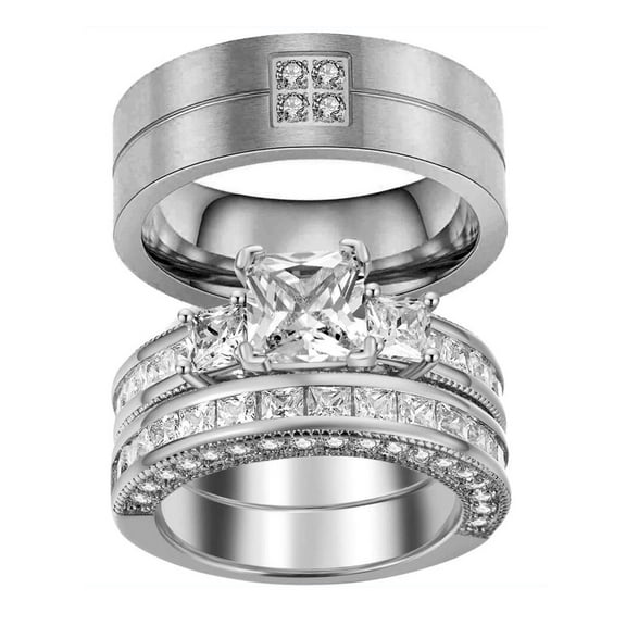 ringheart Matching Rings His and Her Wedding Rings Couple Rings AAA Cz Wedding Ring Sets for Men and Women Engagement ring