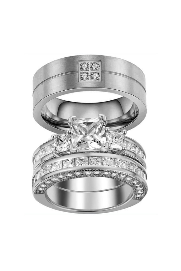 Matching Rings His and Her Wedding Rings Couple Rings AAA Cz Wedding Ring Sets for Men and Women Engagement ring