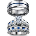 thumbnail image 1 of ringheart Wedding Ring Sets for Him and Her Couple Rings Matching Ring Cz Engagement Ring for Men and Women, 1 of 8