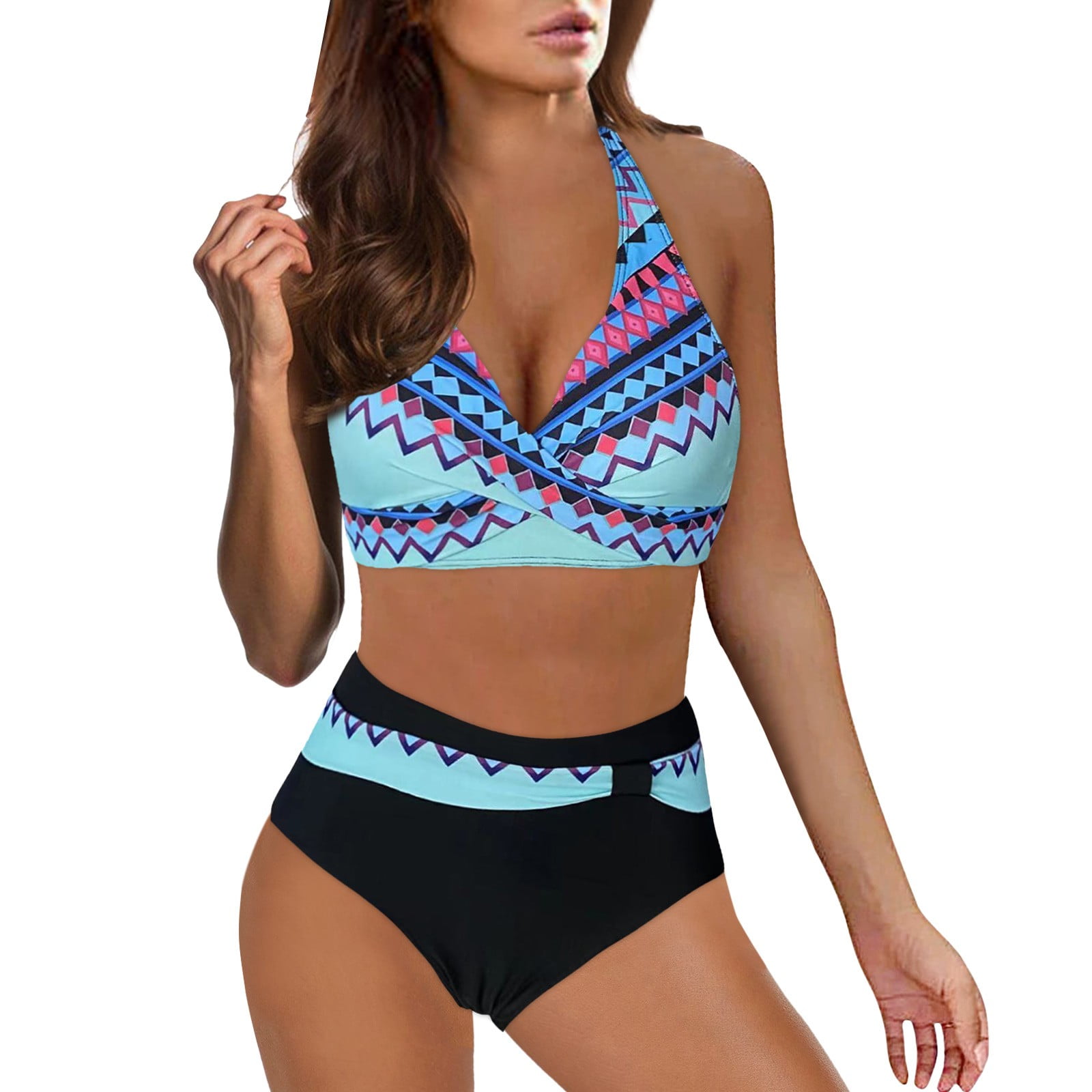 rinsvye 2024 Woman New Split Wrap Lace Up Hollow Out Bikini Solid Color