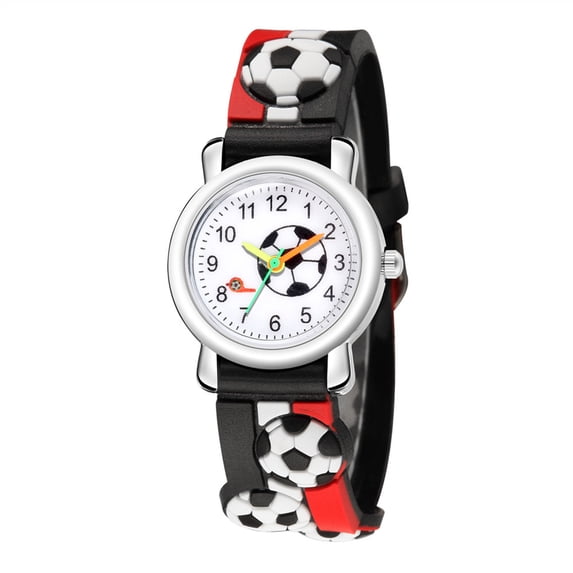 rinsvye 3D Relief Trend Fashion Sports Children's Football Pattern Quartz Watch Gift Digital Watch for Boys 10-12 Dinosaur Watch Girls Digital Watches Ages 7-10 Girls Smartwatches Ages 7-10 Teenage Wa