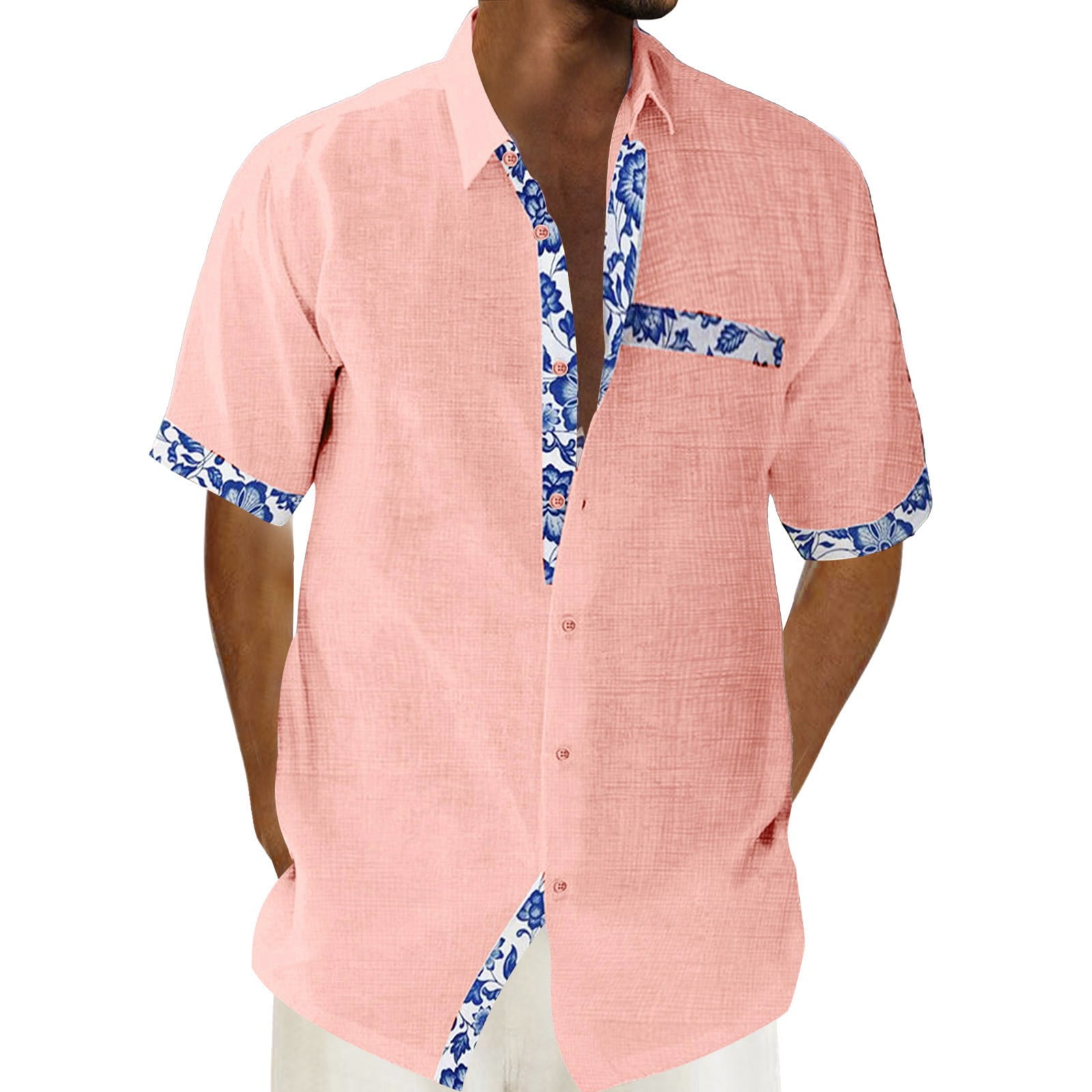 rinsvye Beach Holiday Shirt Short Sleeve Cardigan Shirt Mens Button