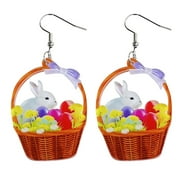rinsvye Easter Earrings Bunny Flower Basket Cute Print Egg Chicken Spring Flower Earrings Women Earrings Studs Earnings Clip on Earrings for Girls Cicada Earrings Hot Hoop Earrings Women's Drop & Dang