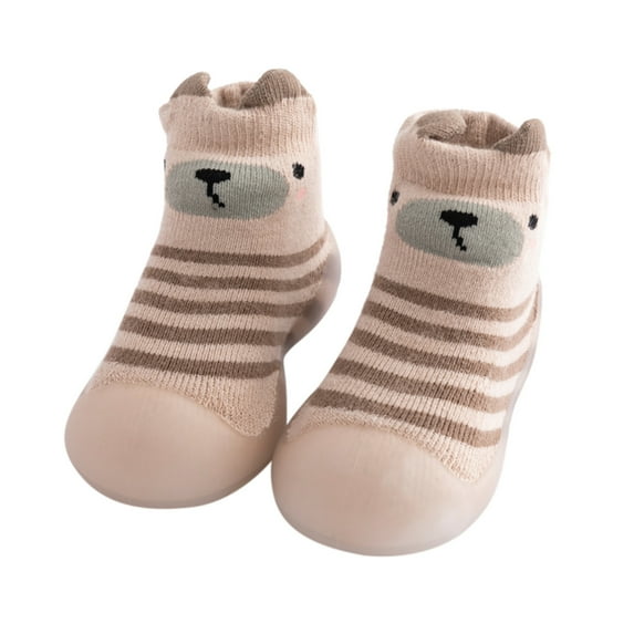 rinsvye Kids Toddler Baby Boys Girls Solid Warm Knit Soft Sole Rubber Shoes Slipper Stocking Soft Shoes Simple L Toddler Slippers with Grippers Slipper Size 11 Slippers for Boys Size 1 Slippers for To