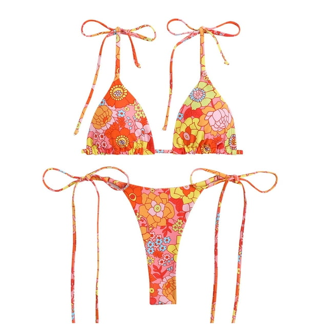 Rinsvye Women Print Bikinis Swimsuit Sexy Push Up Bikini Set Two Pieces