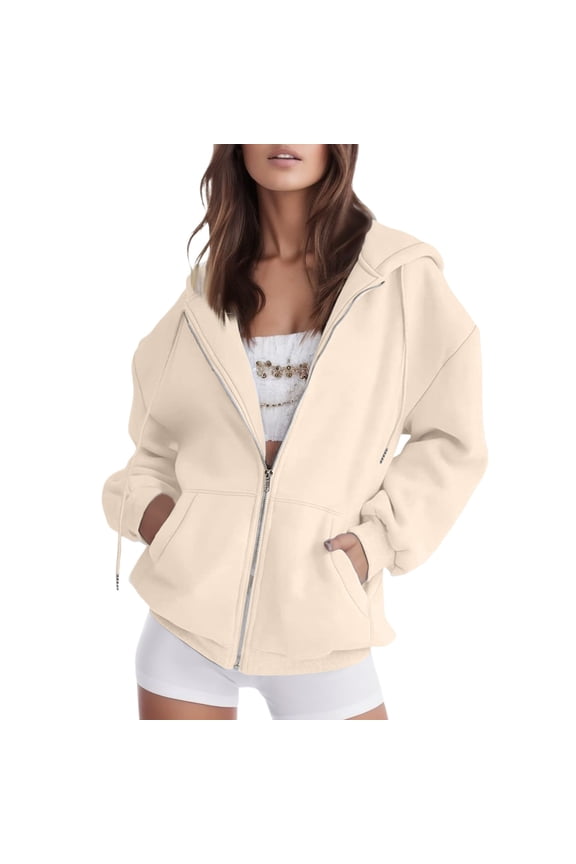 Women Solid Jacket Zipper Pocket Sweatshirt Long Sleeve Coat Women Sweatshirt Hoodies Snap Pullover Women Heavy Womens Sweatshirt Zip up Hooded Sweatshirt Women Rose Hoodie Zippe Hoodi