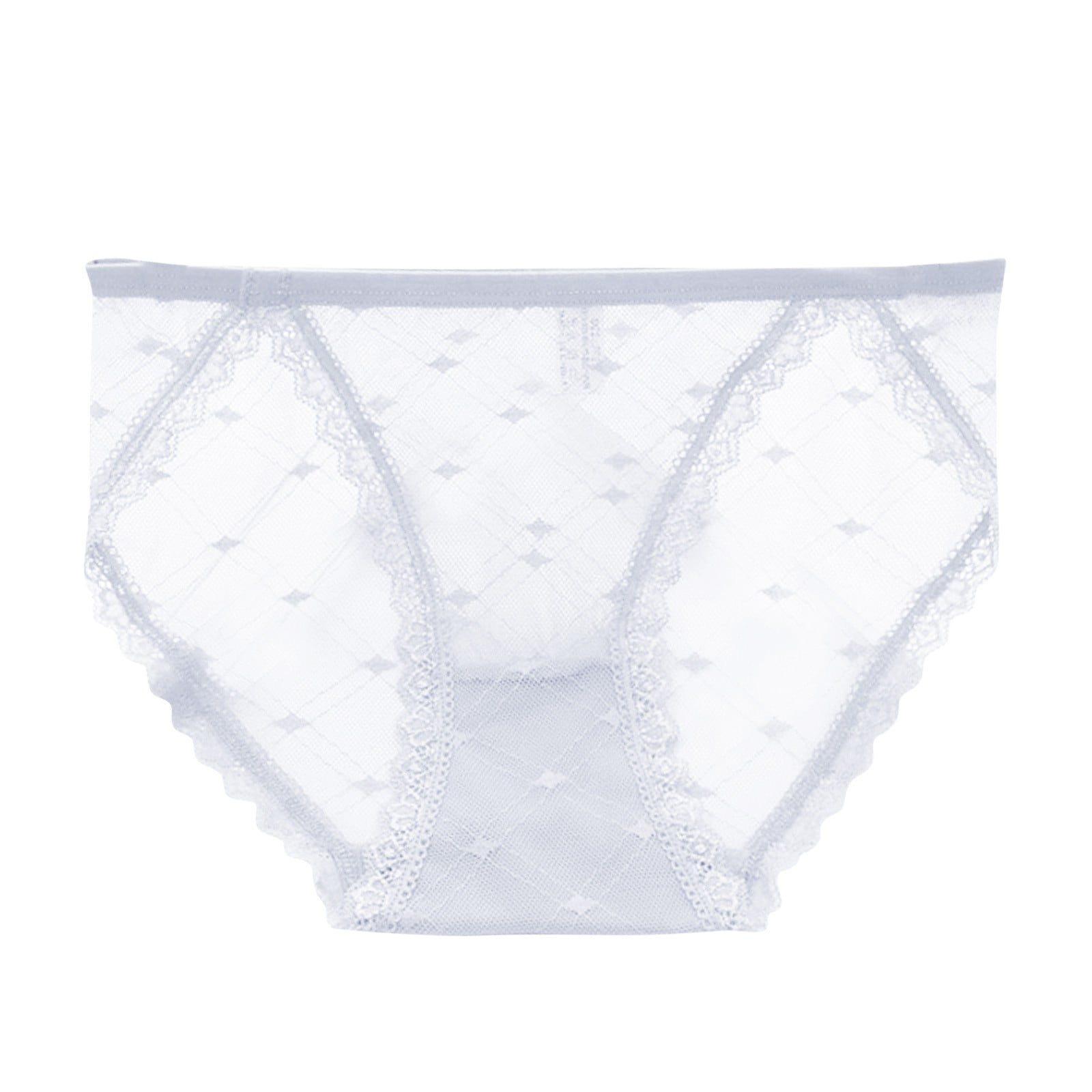 rinsvye Womens Lace Trim Seamless Sheer Panties Briefs Cotton Crotch