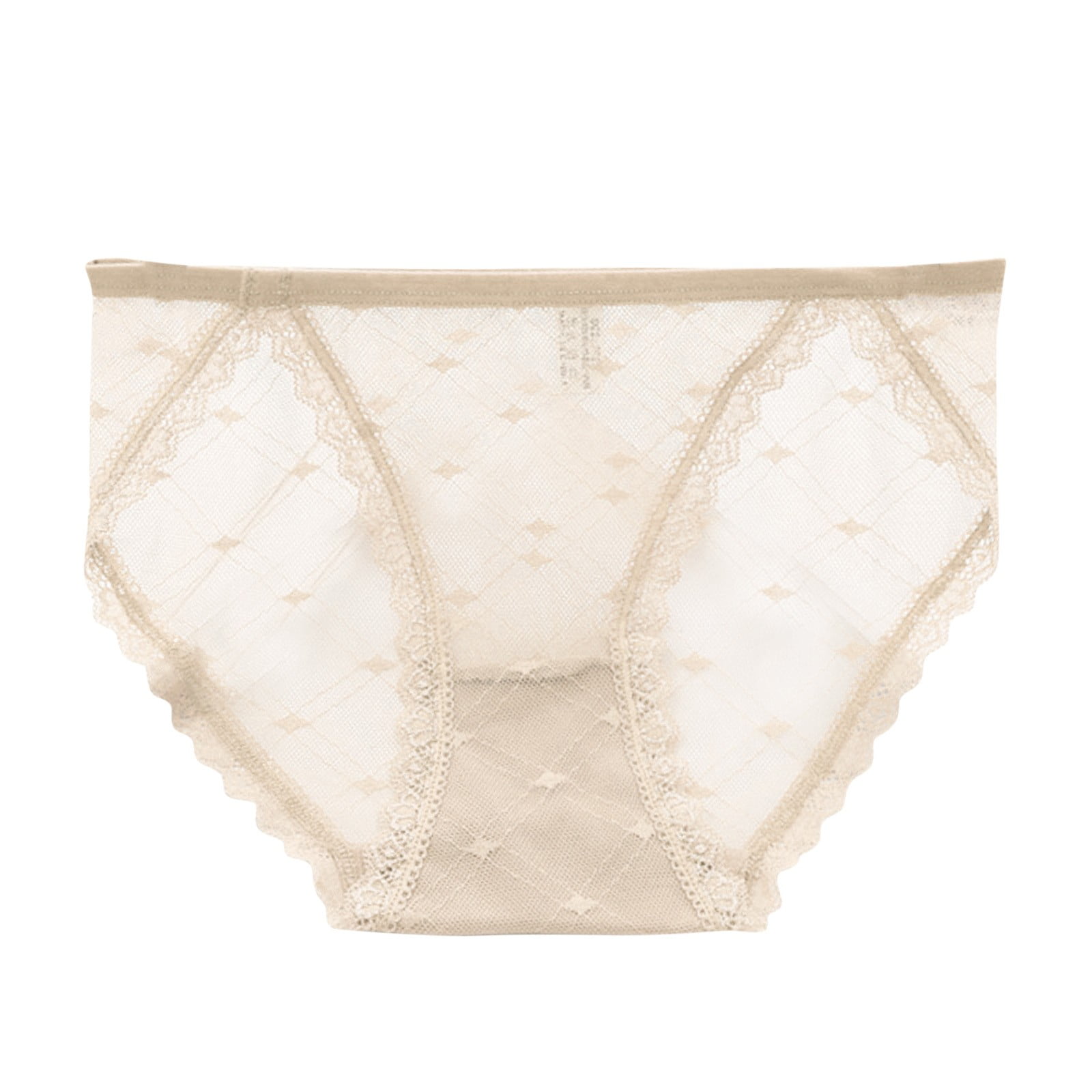 rinsvye Womens Lace Trim Seamless Sheer Panties Briefs Cotton Crotch