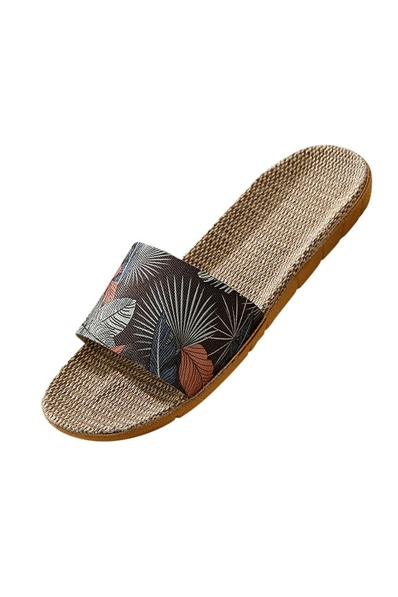 Womens Mens Fashion Couple Linen Slip On Slides Indoor Home Slippers Beach Shoes Scuff Slippers for Men Leather Warm Mens Slippers Travel Slippers Men Indoor Slippers Men Men's Lightweight Sli