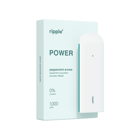 ripple Peppermint 0% Nicotine Diffuser, Spearmint & Cucumber Extracts, 1,000 Puffs