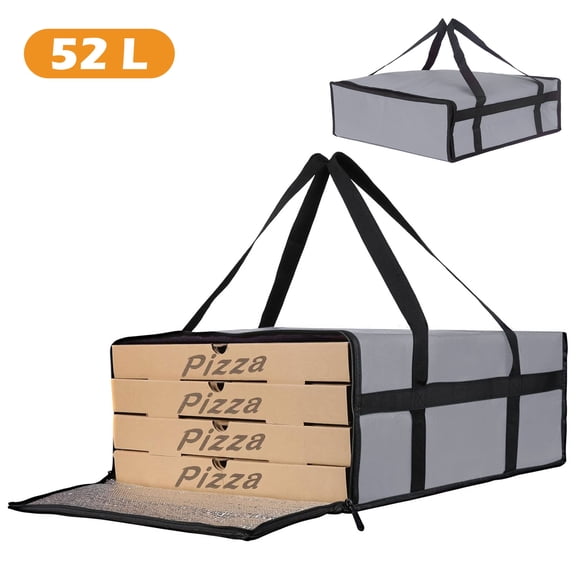 Tripumer Insulated Pizza Delivery Bag, 20 X 20 X 8inch Pizza Insulation Bag, Portable Reusable Food Delivery Bag, Suitable for Catering/Takeout,Grey