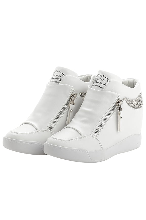 Women's Wedge Platform Bootie Fashion Sneakers White 7