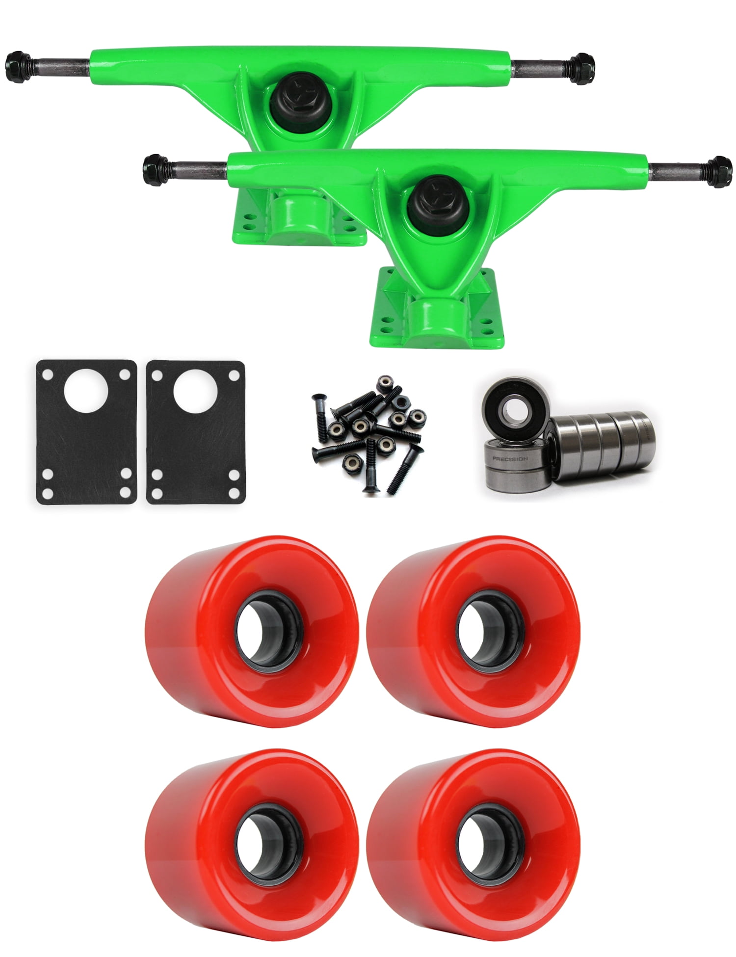 180mm Polished Trucks 70mm Wheels Combo (solid White 4 Longboard Combo Sets Polished Trucks - Yocaher Skateboards 70mm Longboard Wheels