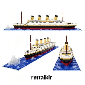 rmtaikir Titanic Micro Building Blocks Ship Model Kit, 1878 Pcs Mini ABS Bricks 3D DIY Cruise Ship Building Set with Iceberg Scene Display Base, Collectible Decor Gift for Hobby Enthusiasts