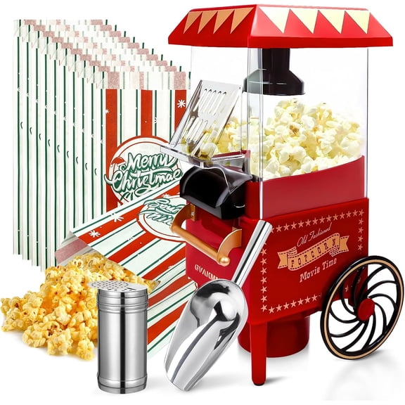 rn Machine, Hot Air Maker Kit Gift Box, Portable Home Popper 10-Cup,Oil-Free,Retro Style,Compact and Cute