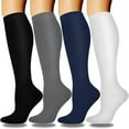 thumbnail image 1 of roadlitg 4 Pack Hiking Socks Women Cotton Outdoor Socks Fall Winter Warm Knee High Socks for Cycling Running, 1 of 2