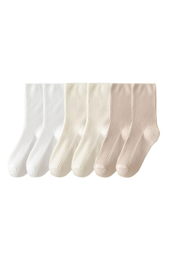 6 Pack Womens Socks Ribbed Stretch Basic Socks Solid Color Everyday Casual Athletic Socks