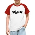 thumbnail image 1 of Pileajo Boys Girls Valentine's Day Shirts Kids Short Sleeve Summer Tops Color Block Graphic Printed Crewneck Tees, 1 of 8