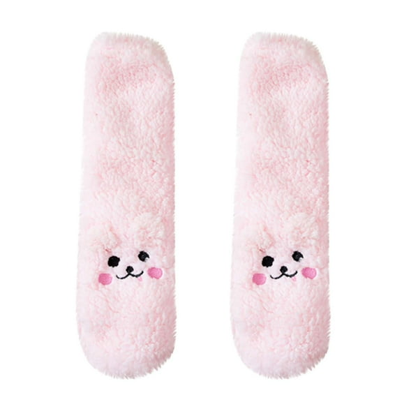 roadlitg Fuzzy Socks for Women Winter Fleece Thickened Warm Socks Solid Color Cute Graphic Cozy Slipper Socks