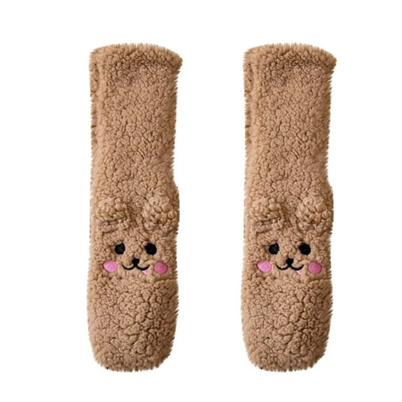 roadlitg Fuzzy Socks for Women Winter Fleece Thickened Warm Socks Solid Color Cute Graphic Cozy Slipper Socks