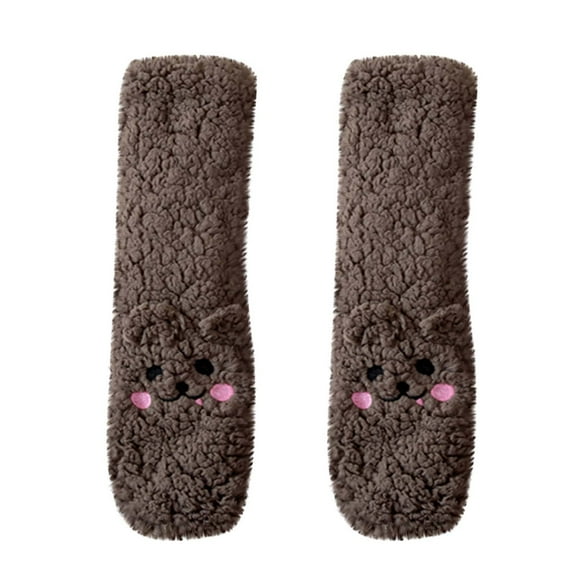 roadlitg Fuzzy Socks for Women Winter Fleece Thickened Warm Socks Solid Color Cute Graphic Cozy Slipper Socks