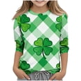 thumbnail image 1 of Pileajo St Patrick's Day Shirts for Kids Summer 3/4 Sleeve Round Neck Tees Boys Girls Shamrock Graphic Printed Tops, 1 of 6