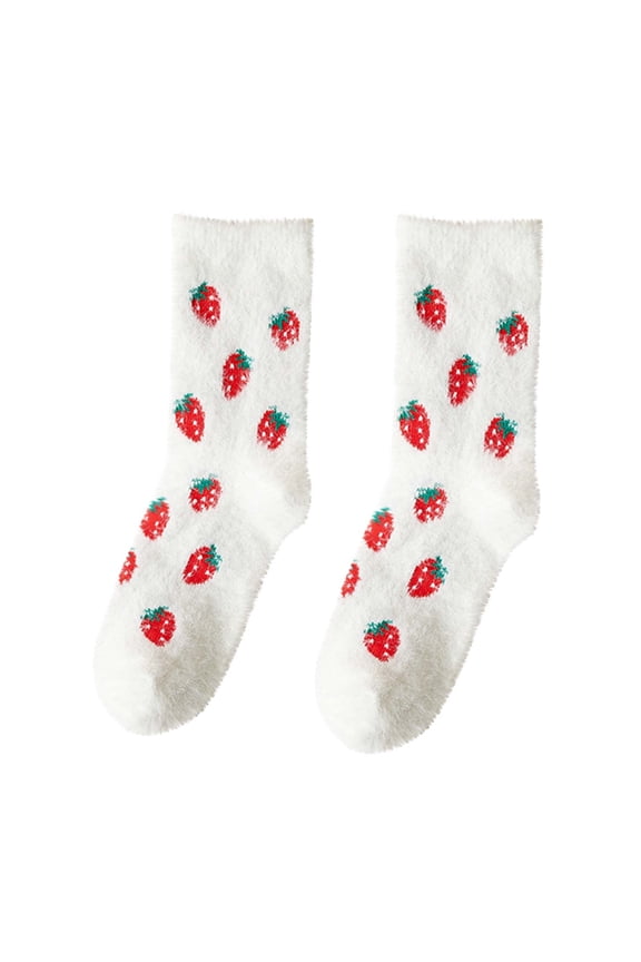 Womens Fuzzy Socks Cute Patterned Fleece Thickened Warm Slipper Socks Fall Winter Plush Socks