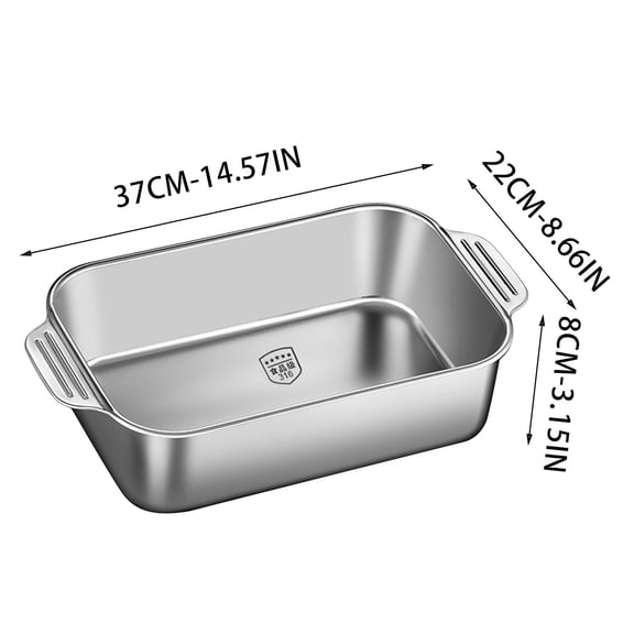 Roasting Pan Stainless Steel Roasting Pan Rectangular Deep Baking Tray Fish Roaster Pan Heavy Duty Cooking Plate Home Kitchen Oven Safe Induction Cookware Stainless Steel Roaster