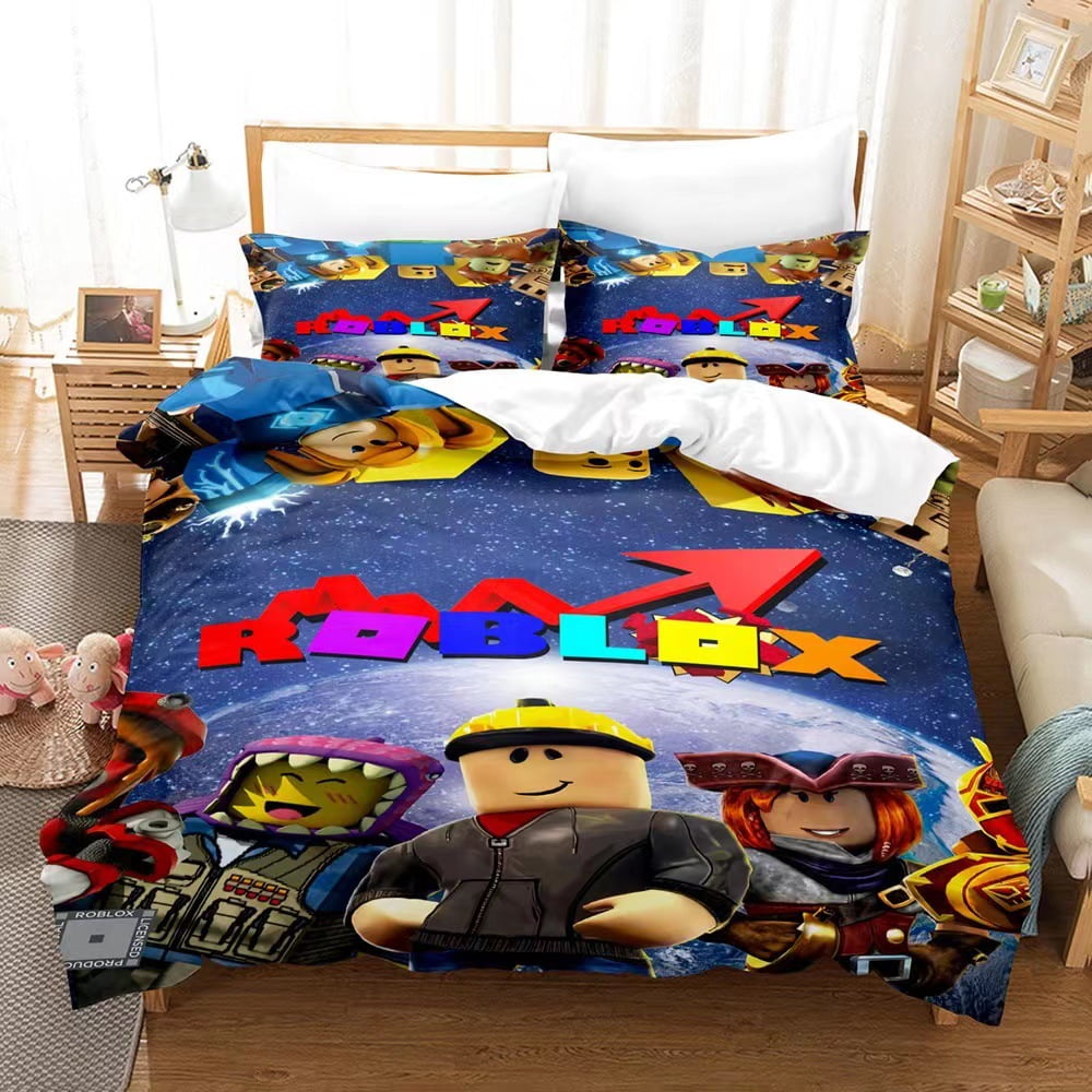 roblox bed threepiece quilt set children's bedding set