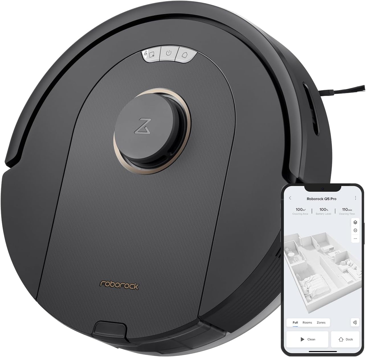 roborock Q5 Pro Robot Vacuum and Mop Combo, 5500Pa Suction, DuoRoller