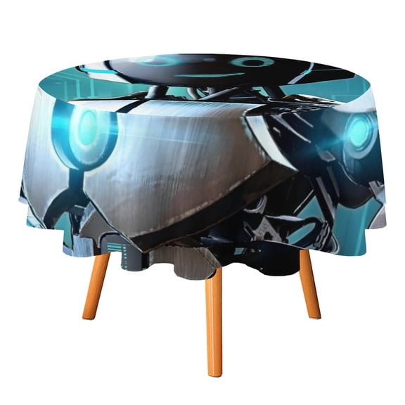 my robot friend-Theme Round tablecloth has an iconic print, fits most tables, and is easy to care for perfect gifts for fans friends and family.diameter60''(152cm)