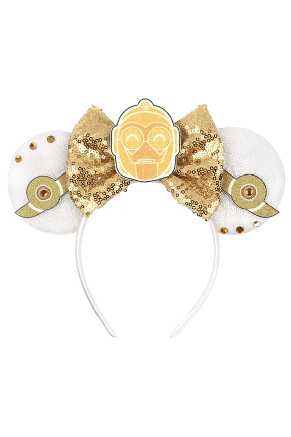 robot yellow Sequin Mickey Minnie Ears Headband / Minnie Inspired Princess Ears / Minnie Headband