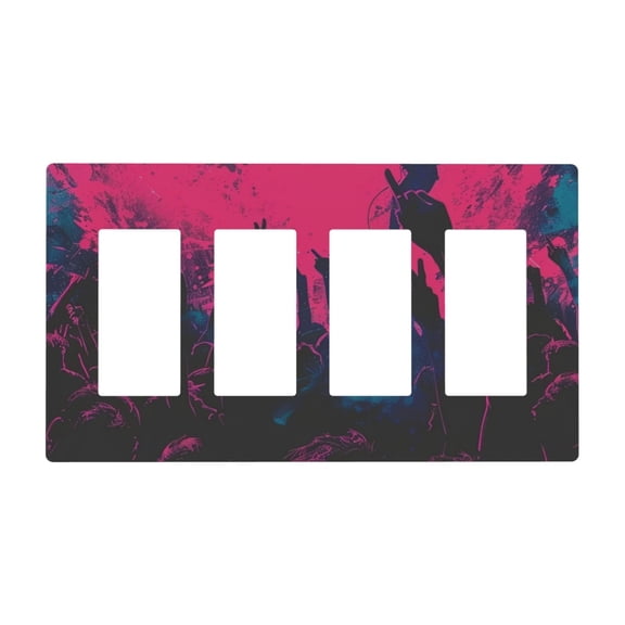 rock concert Switch Cover Decorative Wall Plate / 4-Gang Screwless / Standard Size 4.5x8 in