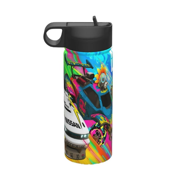rocket league Kids Insulated Water Bottle With Straw - 18 Oz Stainless Steel Double Wall Vacuum Cup, Leakproof, Bpa Free, Suitable For Boys And Girls