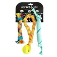 thumbnail image 1 of rocket & rex Dog Rope Tug Set for Small to Medium Breeds, Includes Ropes with a Tennis Ball, Natural Rubber Lining & Crackle Lining, Reduces Destructive Chewing & Anxiety (Pack of 3), 1 of 6