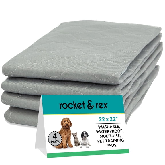 rocket & rex Premium, Medium Washable Pee Pads for Dogs | Saves Money vs Disposables | Waterproof & Reusable Puppy Pads for Potty Training & More, 22" x 22" (Pack of 4)