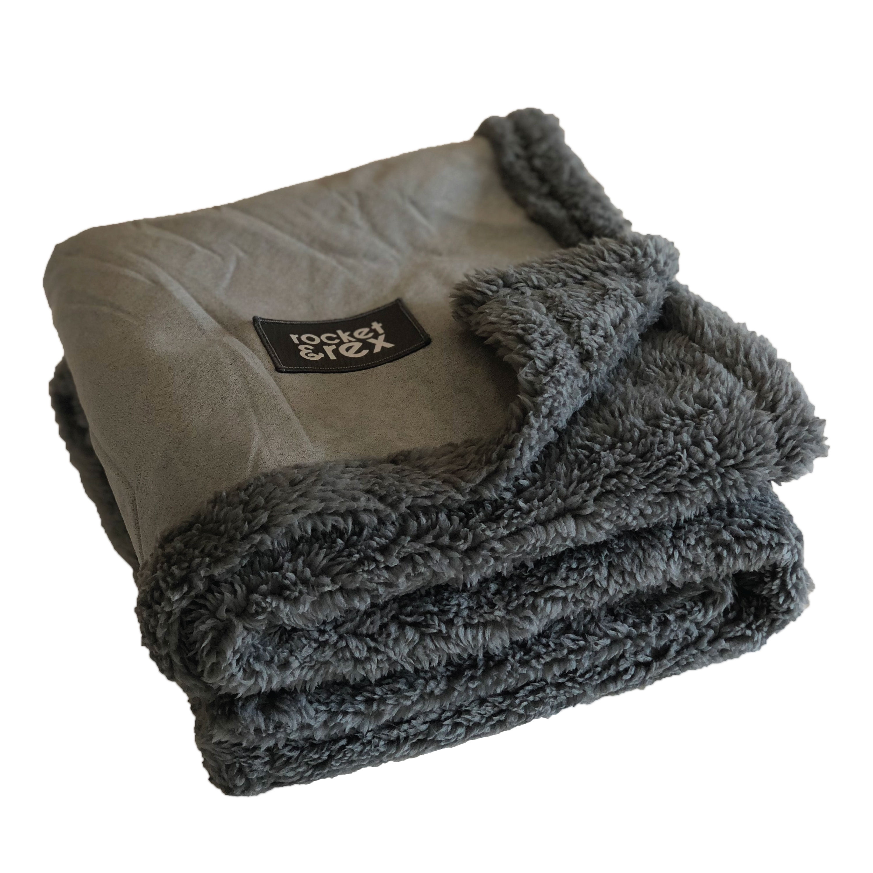 Large Gray Waterproof Reversible Faux Suede and Fleece Pet Blanket