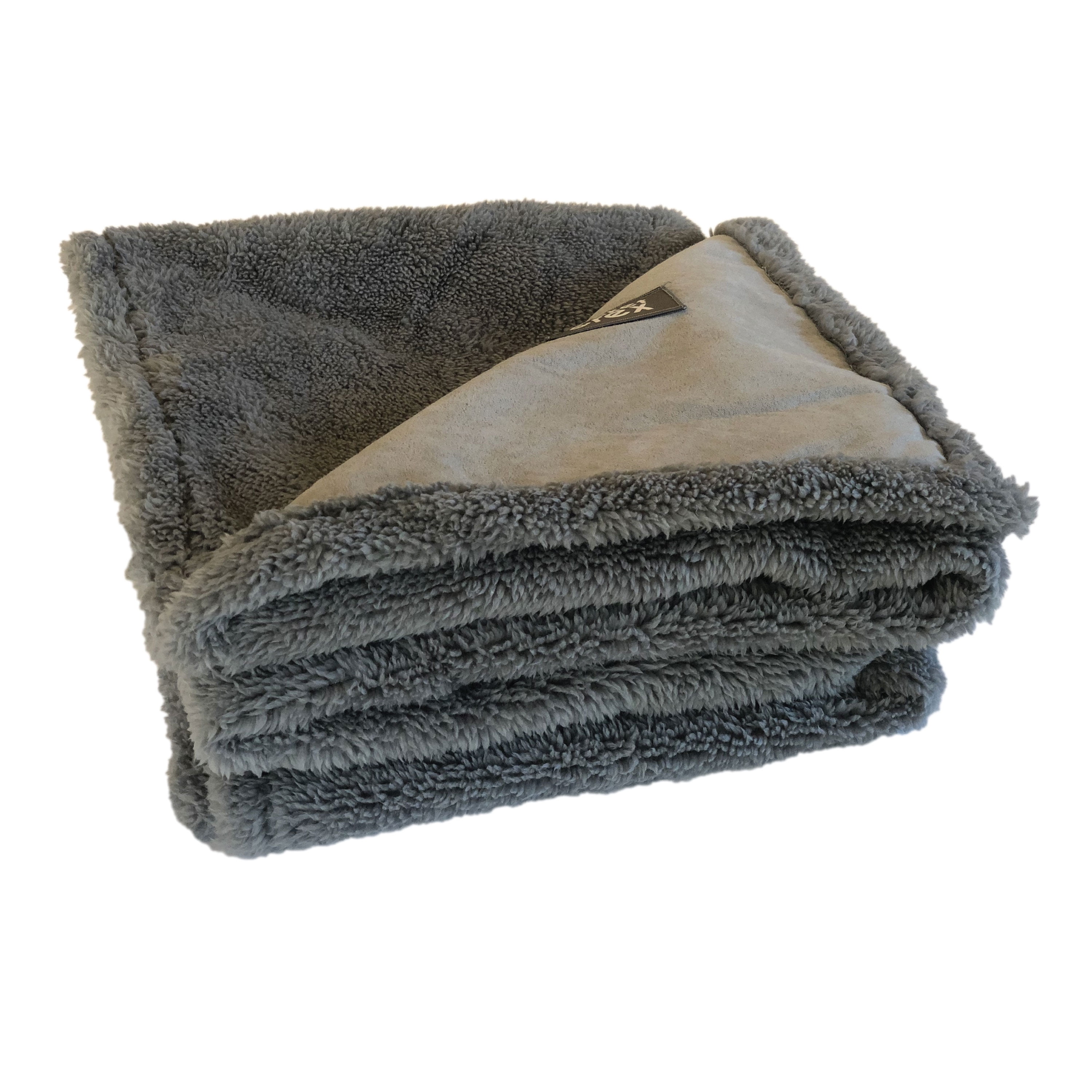 Medium Gray Waterproof Fleece and Faux Suede Pet Blanket