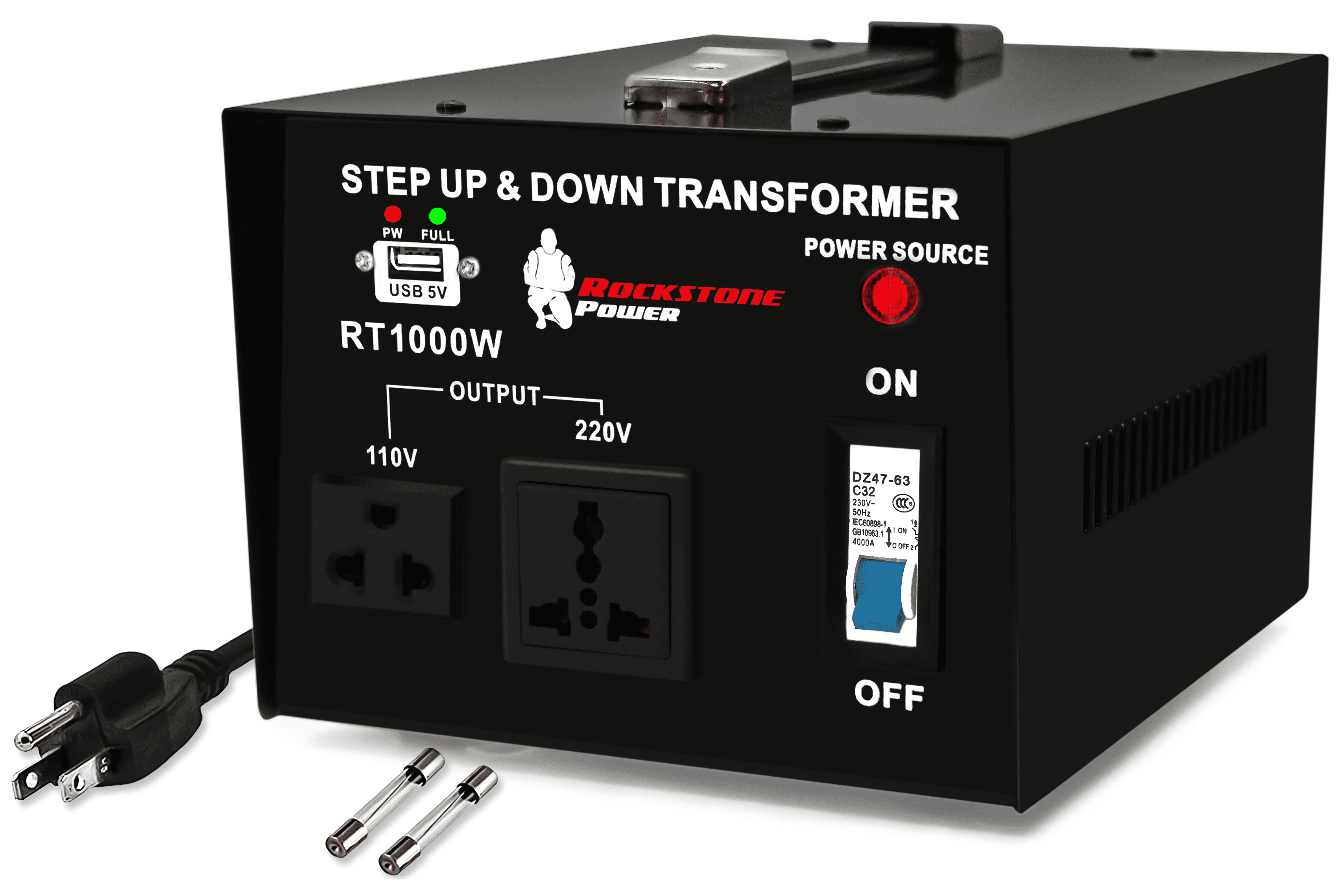 ROCKSTONE POWER 1000W Step Up/Down Voltage Converter Transformer 110V/220V – 3-Year Warranty
