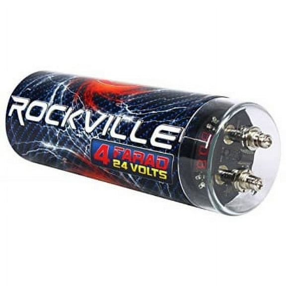 rockville rxc4d 4 farad digital car capacitor blue led voltage display power cap