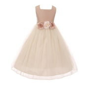 BLUNIGHT COLLECTION Classic Silk Bodice Elegant Waist Little Girl Graduation Flower Girls Dresses (42KD8) Vintage Rose 2