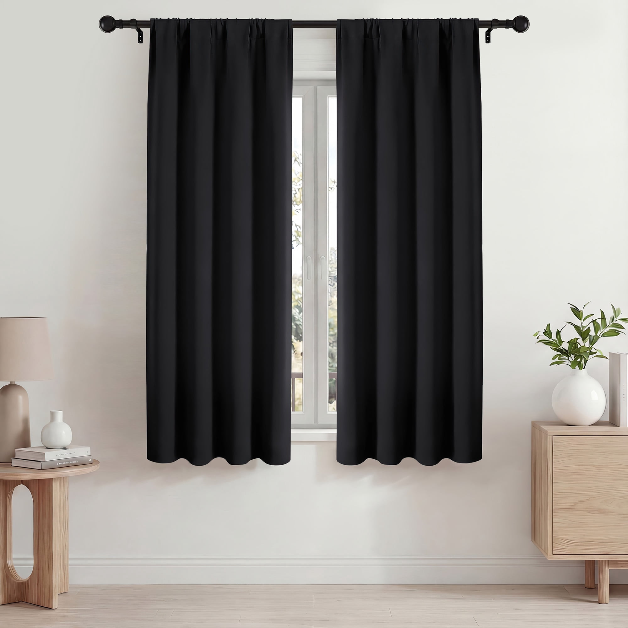 Blackout Curtains, Thermal Insulated Blackout Curtains 42x63 in, Room Darkening Rod Pocket Drapes for Living Room Bedroom, Noise Reduction Window Treatment Panels set of 2