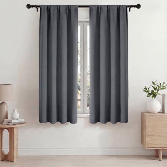 Blackout Curtains, Thermal Insulated Blackout Curtains 42x63 in, Room Darkening Rod Pocket Drapes for Living Room Bedroom, Noise Reduction Window Treatment Panels set of 2,Gray