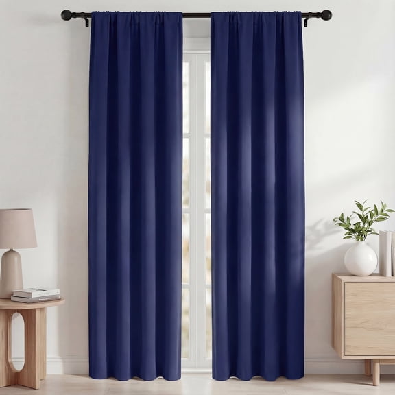 Blackout Curtains, Thermal Insulated Blackout Curtains 42x84 in, Room Darkening Rod Pocket Drapes for Living Room Bedroom, Noise Reduction Window Treatment Panels set of 2, Navy Blue