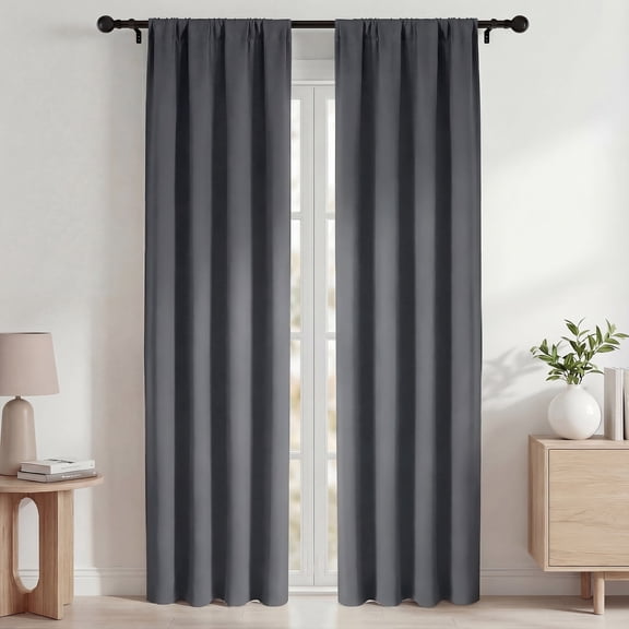 Blackout Curtains, Thermal Insulated Blackout Curtains 42x84 in, Room Darkening Rod Pocket Drapes for Living Room Bedroom, Noise Reduction Window Treatment Panels set of 2, Gray