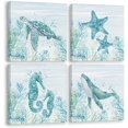 thumbnail image 1 of rokaa Vintage Ocean Beach Summer Sea Canvas Wall Art Prints Decor for Coastal House Home Bedroom Living Room Bathroom Office,Marine Life Themed Paintings Art Decor 12x12 Inches,Set of 4, 1 of 5